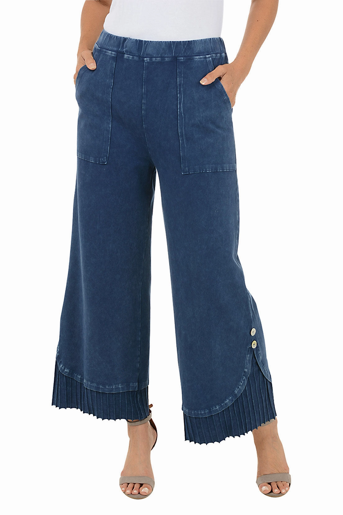 Mineral Wash Pleated Hem Pant Trendy Cut