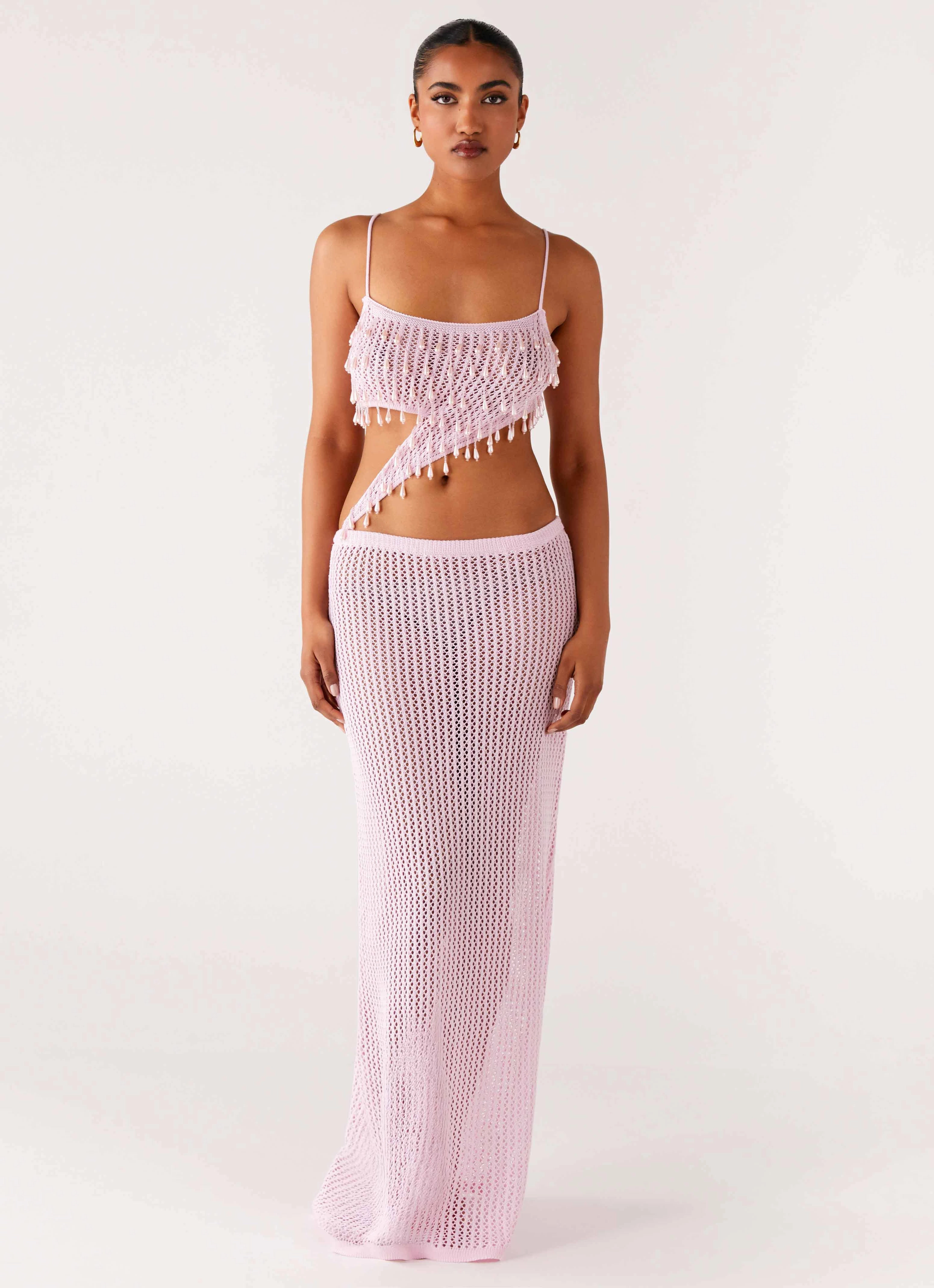 Spring Vibe Stylish Look Shellbound Crochet Maxi Dress - Pink