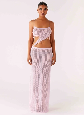 Breathable-Lining Shellbound Crochet Maxi Dress - Pink