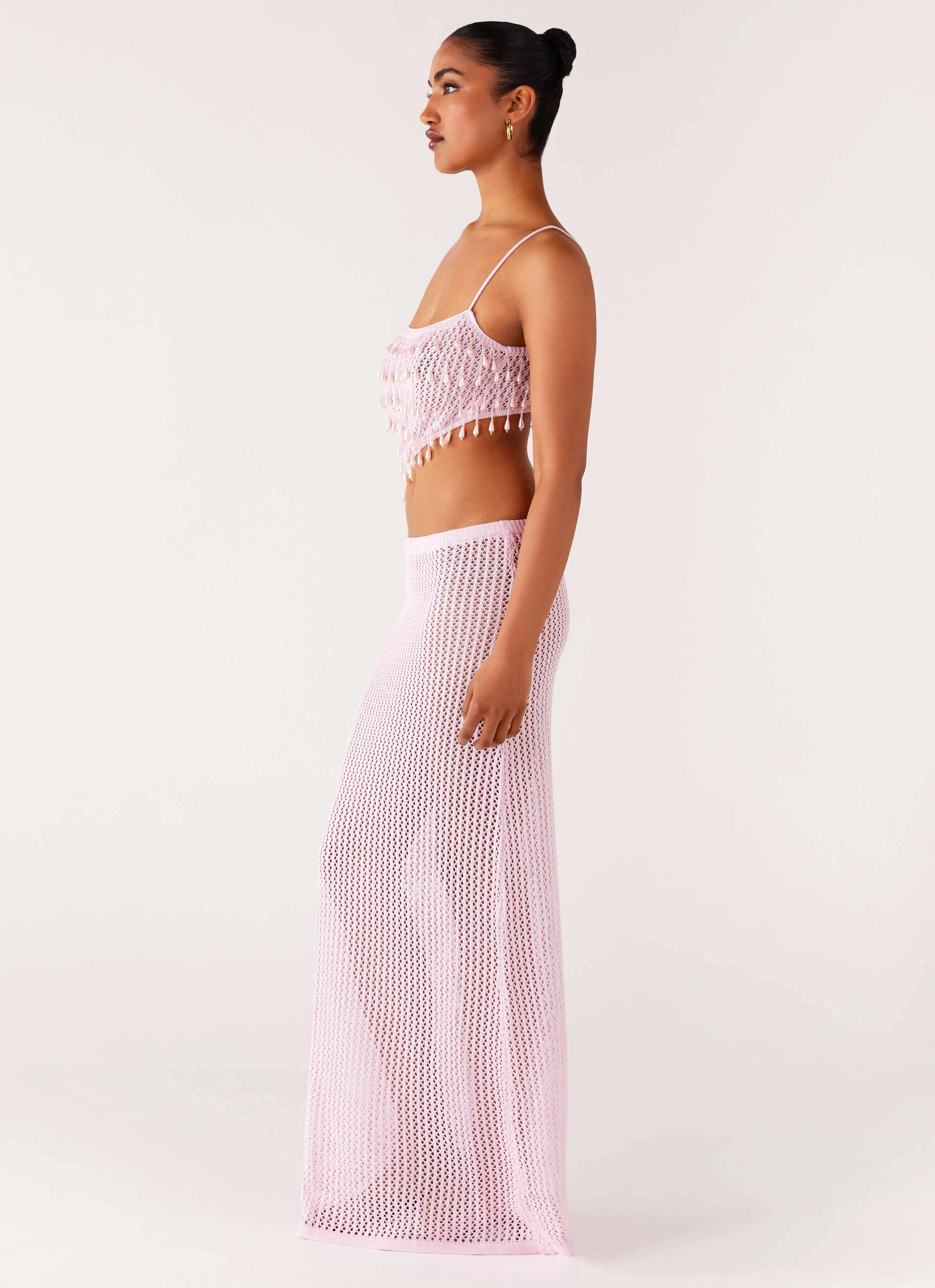 Sister Charm Body Harmony Shellbound Crochet Maxi Dress - Pink