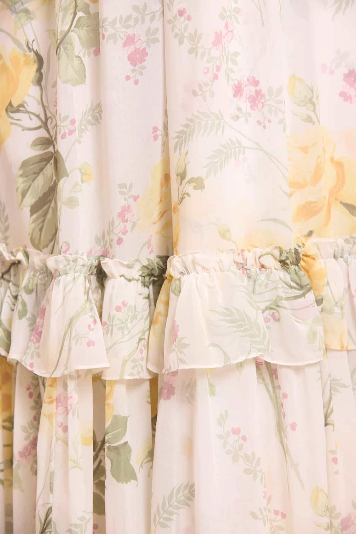 Rose Chiffon Short Sleeve Ballerina Dress Back-Zip