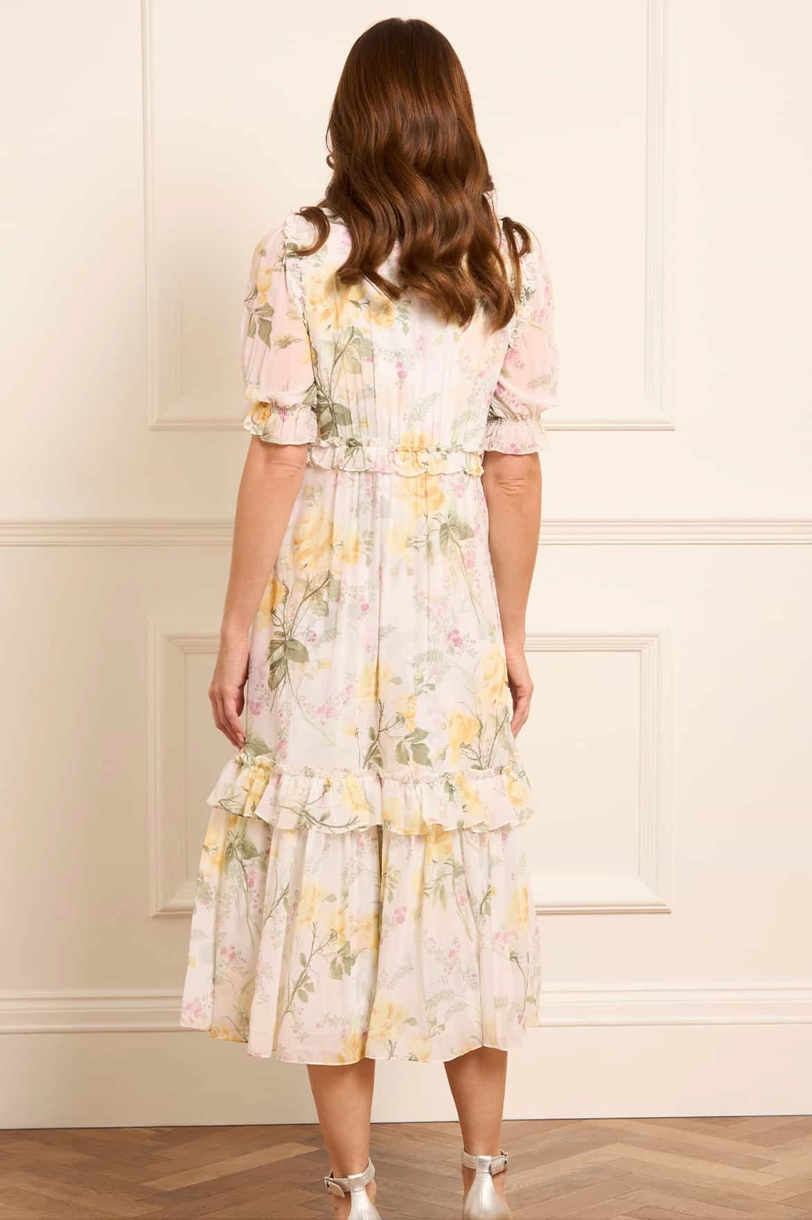 Rose Chiffon Short Sleeve Ballerina Dress Sophisticated Comfort