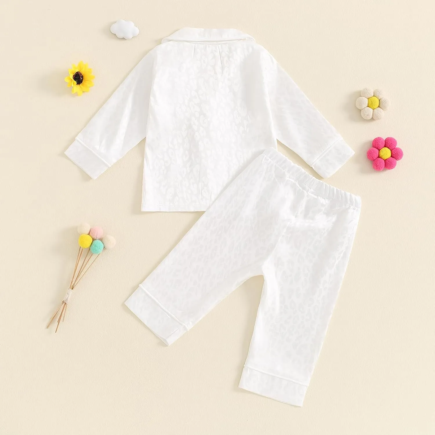 Toddler Baby Girl Boy Silk Pajamas Set Solid Long Sleeve Button Down Shirts Tops and Pants Satin 2PCS Pj Lounge Sets