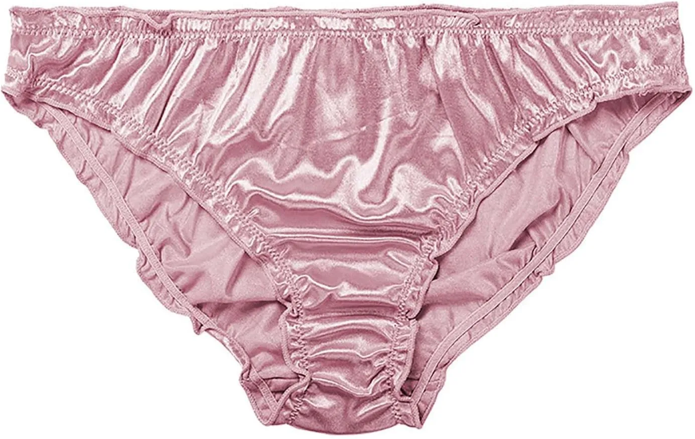 Top Deals Ice Silk Satin Sexy Panties for Women V-Waist Wave Seamless No Show Bikini Briefs Teen Girl Cute Cheeky Underwear Pink Small