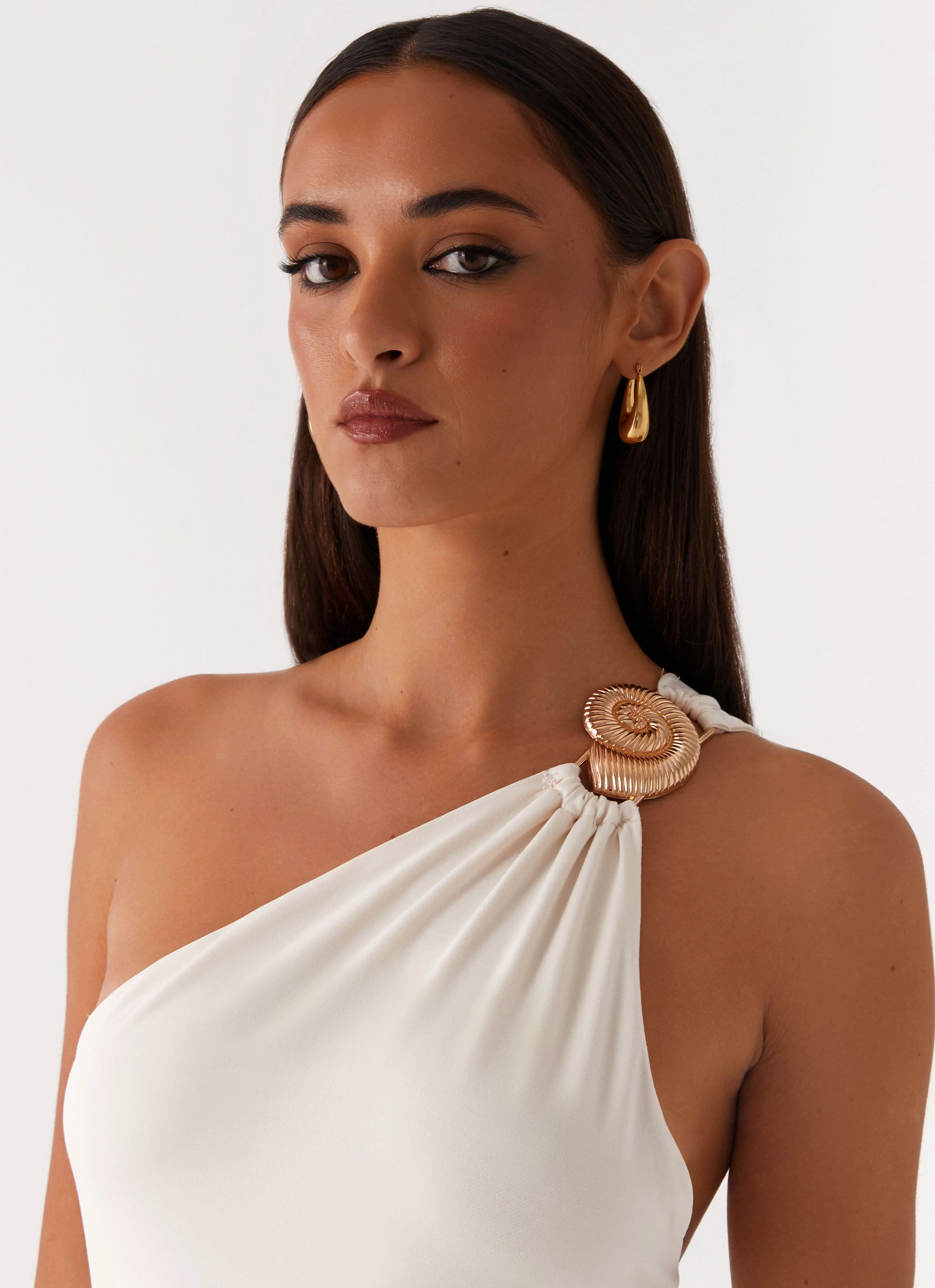 Silk Flow Comfortable Waist Infinity Maxi Dress - Ivory