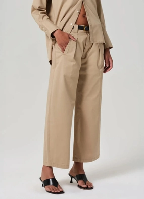 Cara Cropped Pleated Trouser in Catalina ReinforcedStitching