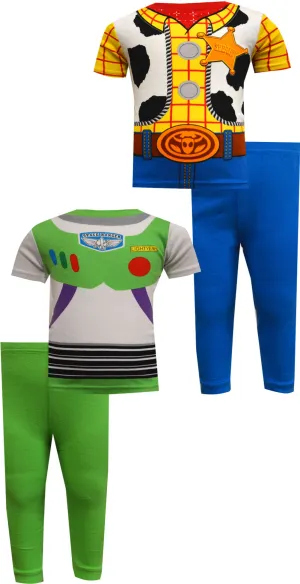 Toy Story Buzz Lightyear and Woody Cotton 4 Pc Toddler Pajamas