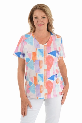 Tracy V-Neck Tee Contrast Stitch Detail