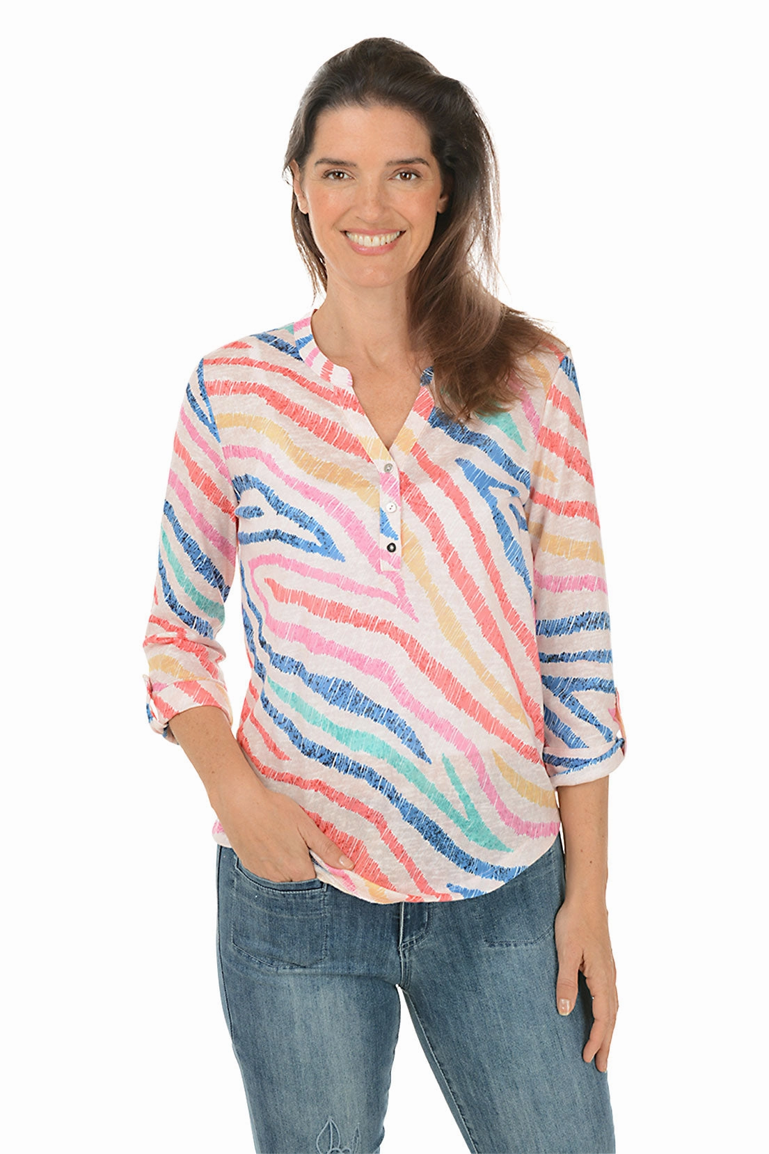 Trailblaze Triple Button Henley Top Ribbed Trim Details
