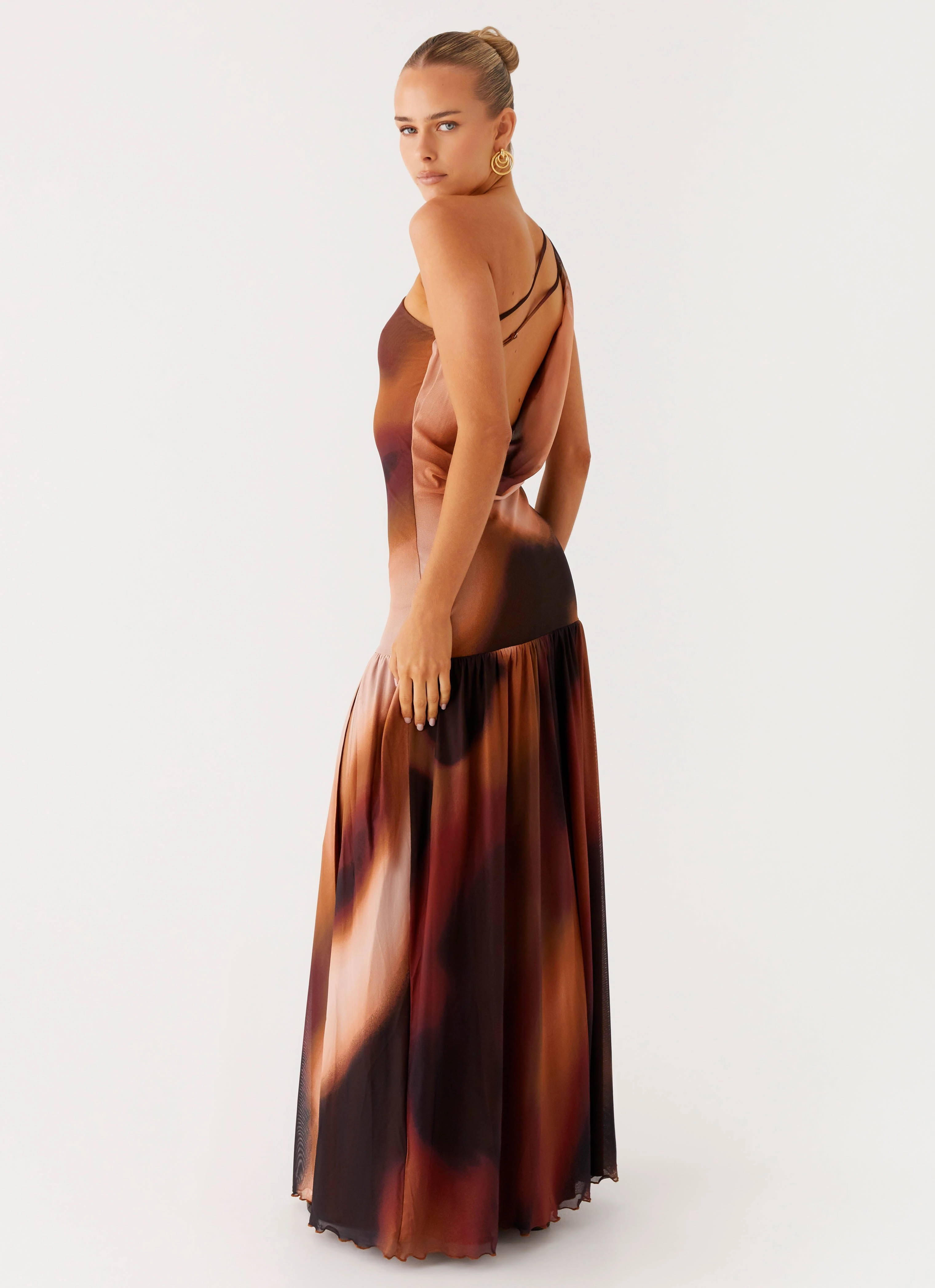 Carlina Maxi Dress - Black Gradient Sheer Overlay Basic Fashion