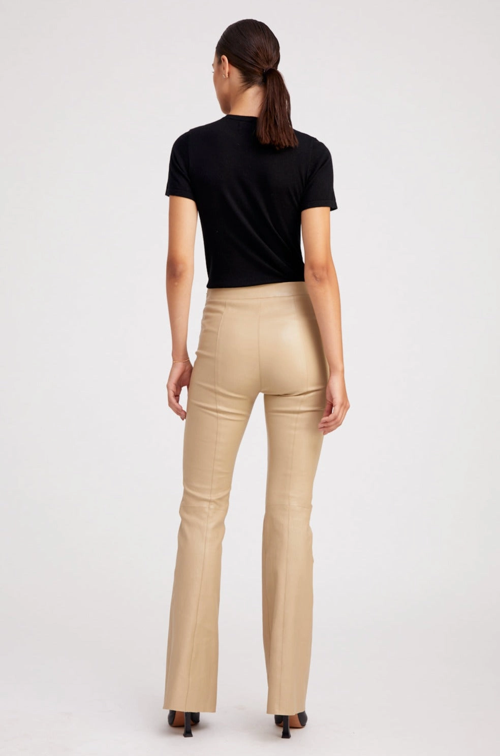 Outdoor Use Daily Motion Travertine Leather Patch Pocket Super Flare Pants