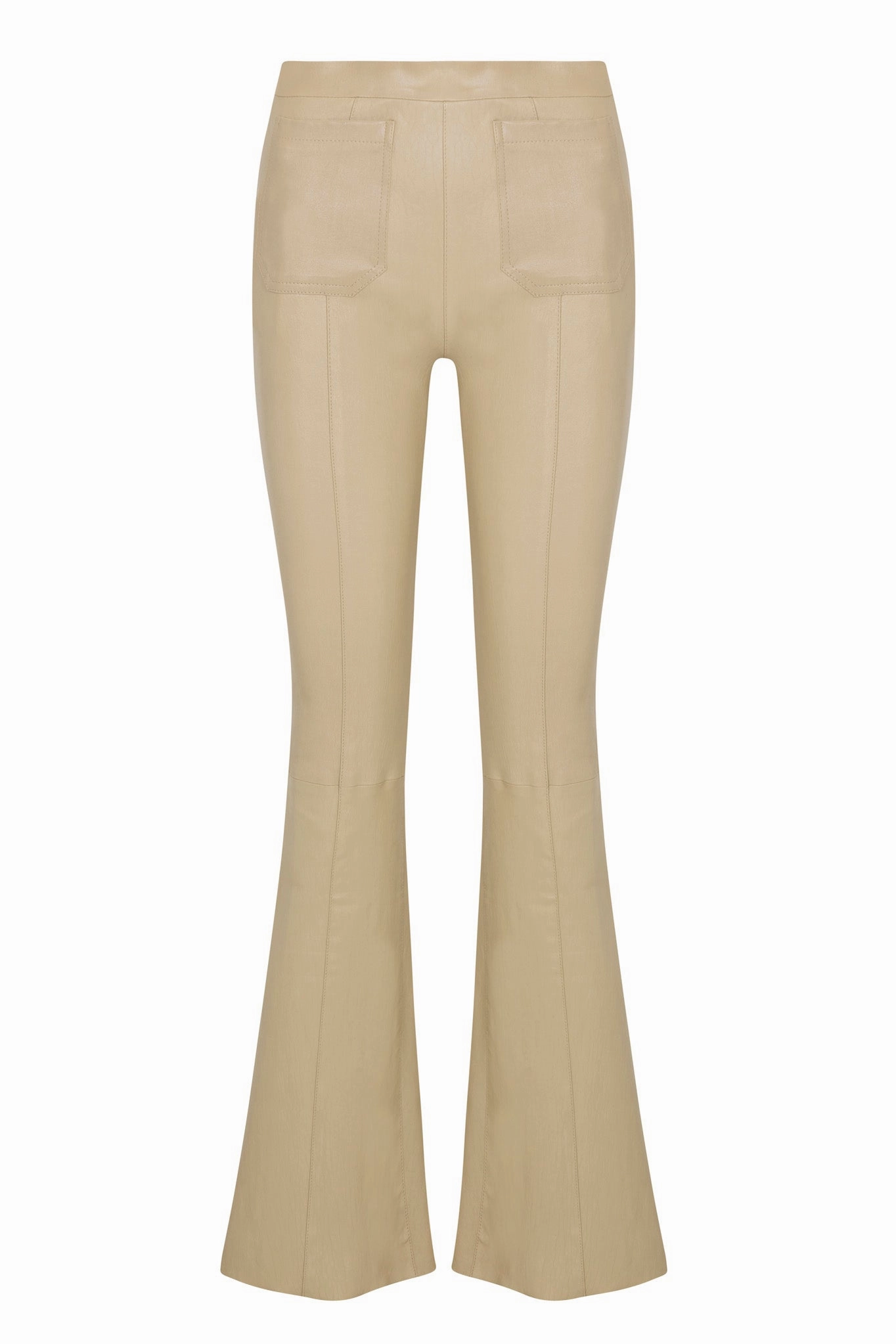Trendy Vibe Stylish Layers Travertine Leather Patch Pocket Super Flare Pants