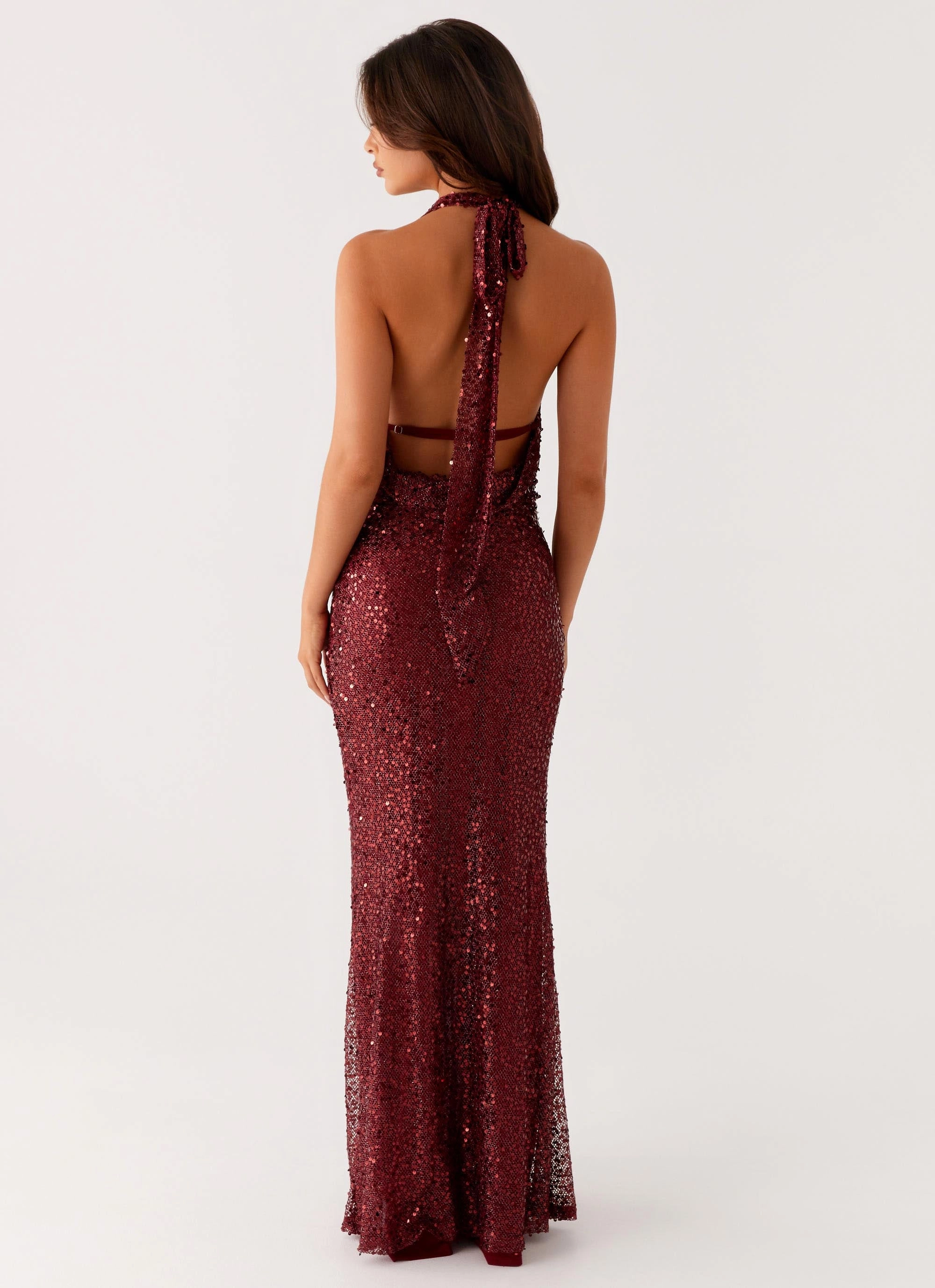 Practical-Style Lace-Edge Treasured Sequin Maxi Dress - Fuchsia