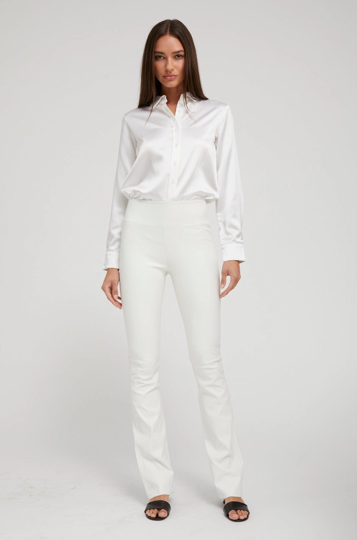 Budget Friendly Skin Friendly White Leather Micro Flare