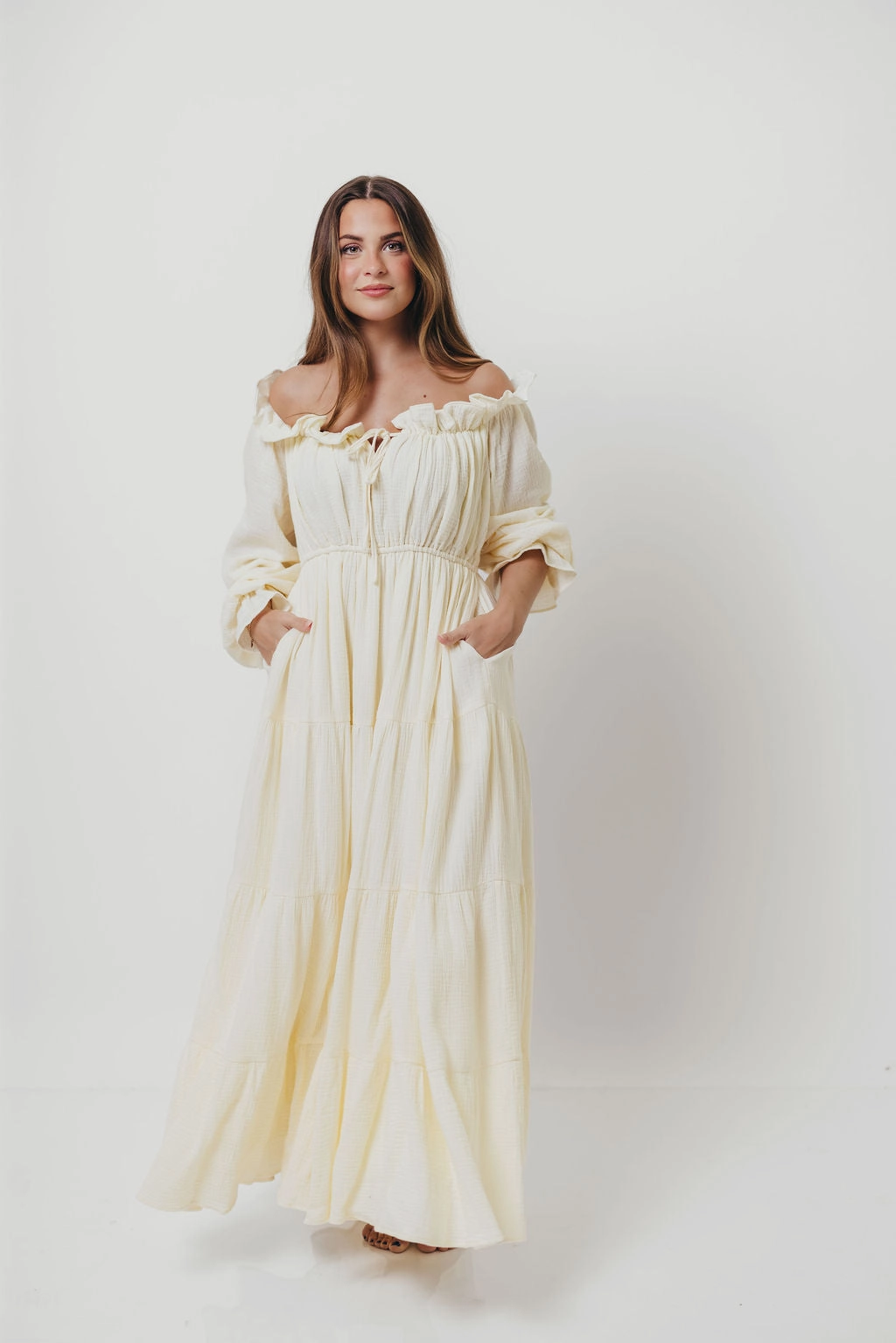 Golden Hour 100% Cotton Maxi Dress in Cream - Bump Friendly Breathable Design