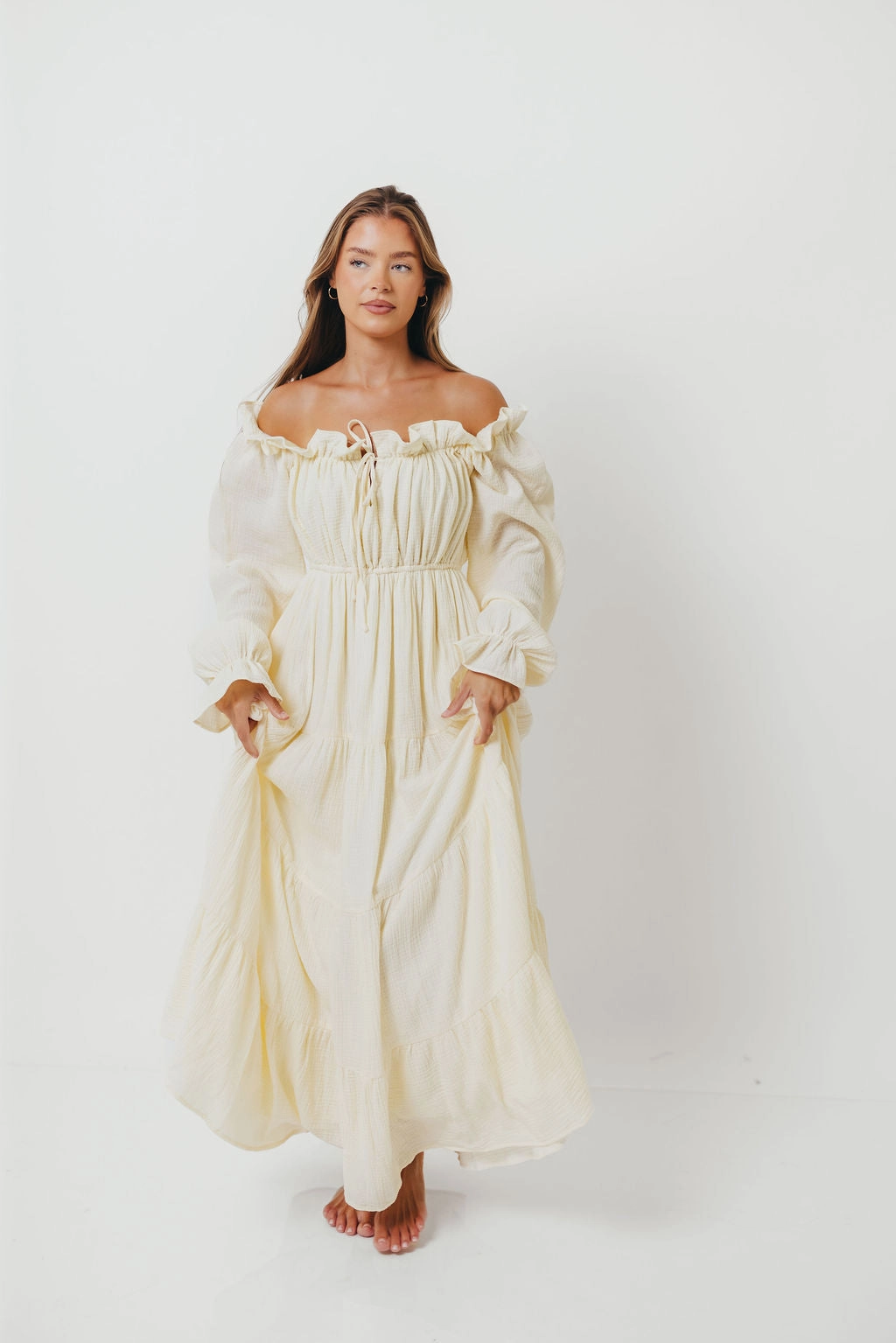 Golden Hour 100% Cotton Maxi Dress in Cream - Bump Friendly Casual Comfort Peace Glow