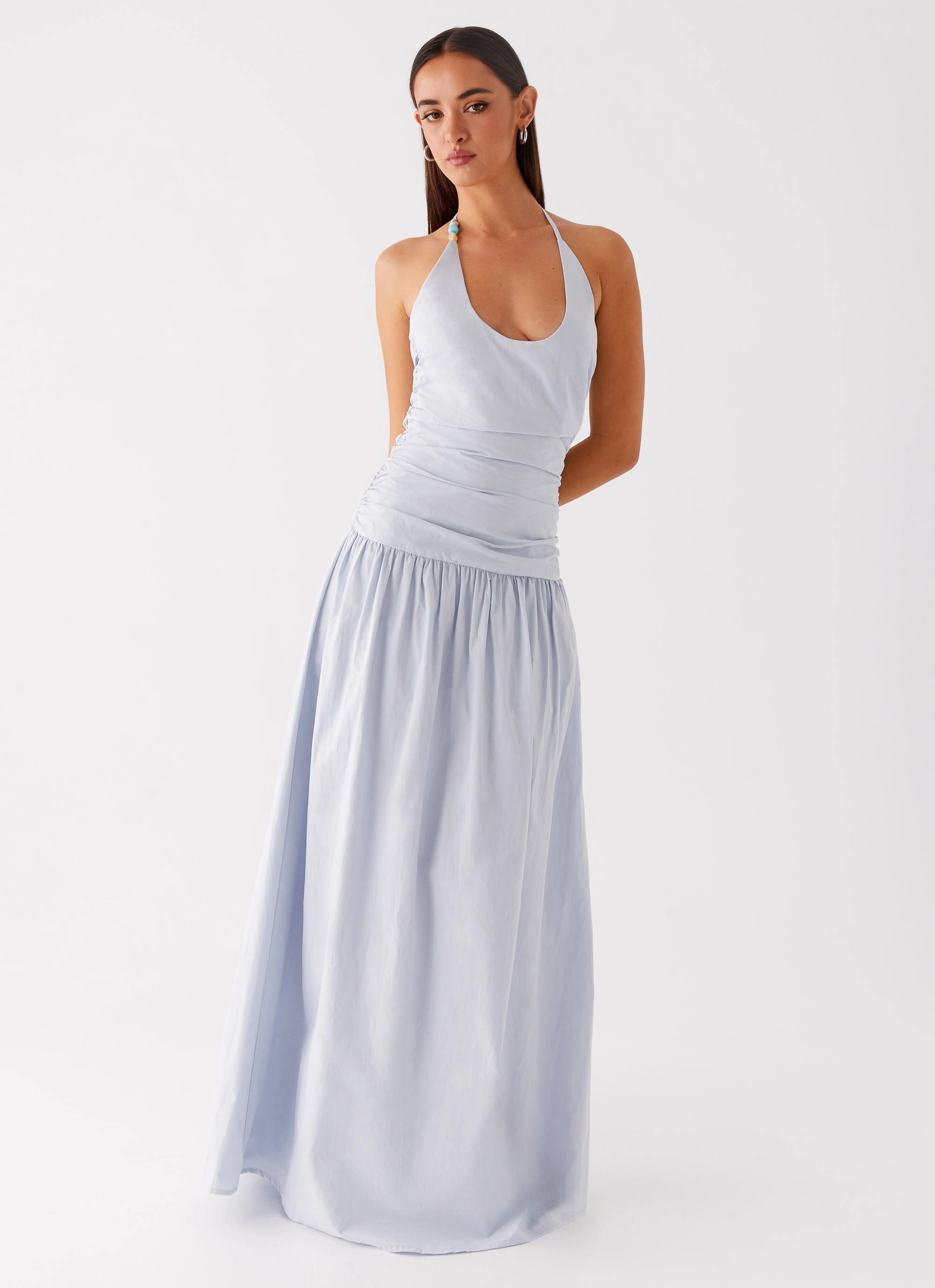 Cristina Halter Maxi Dress - Cornflower Blue Floral Comfort