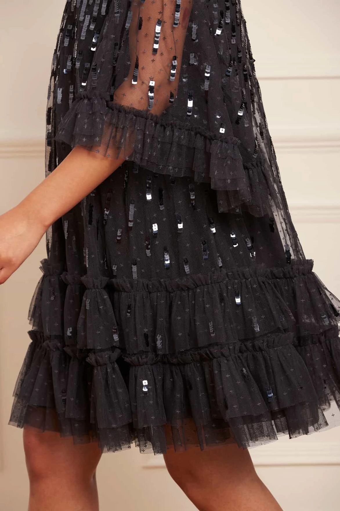 Sequin Dash Mini Dress Chic Look Balanced Lines