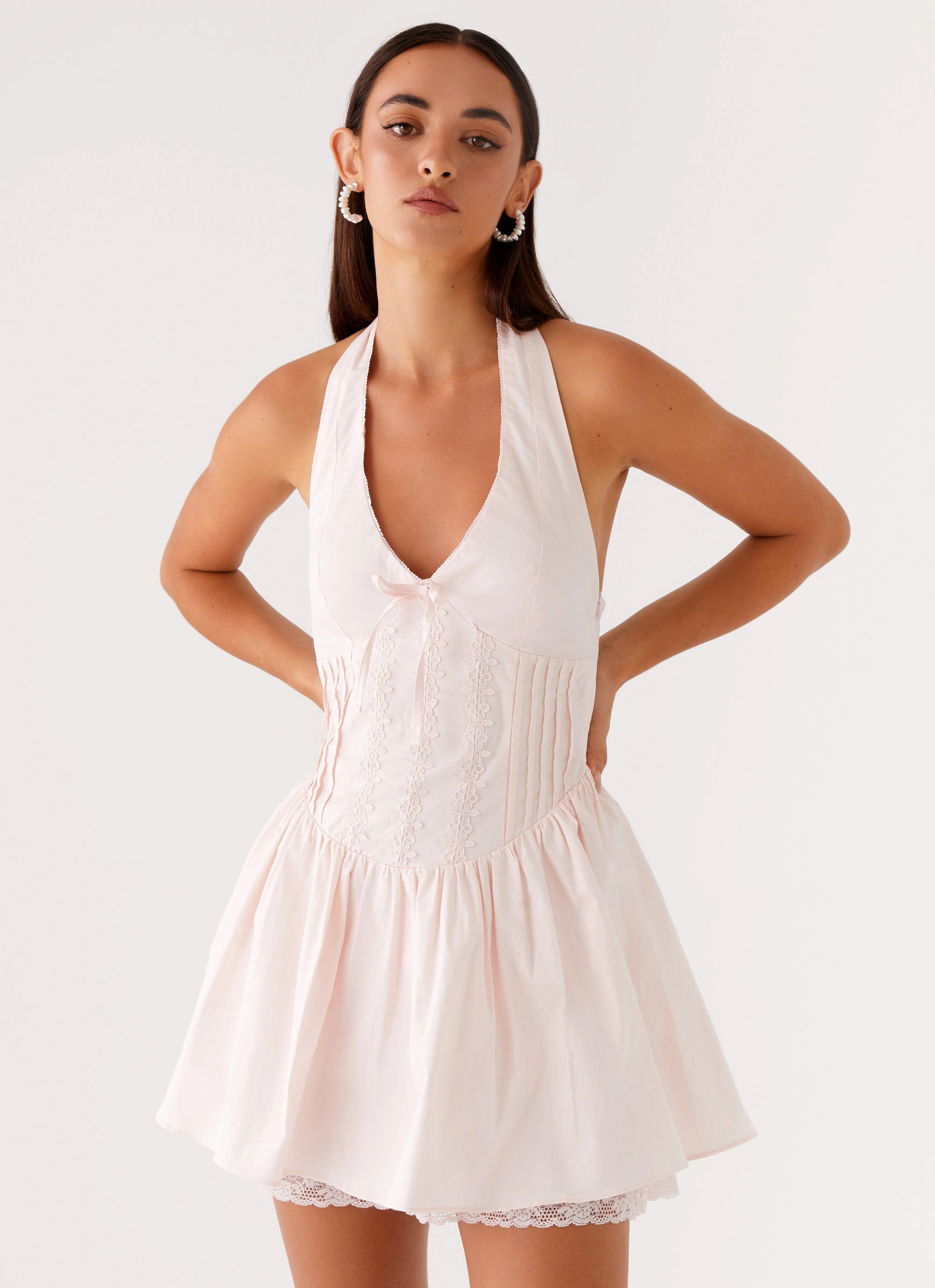 Modern Soft Comfortable texture Moira Mini Dress - Pink
