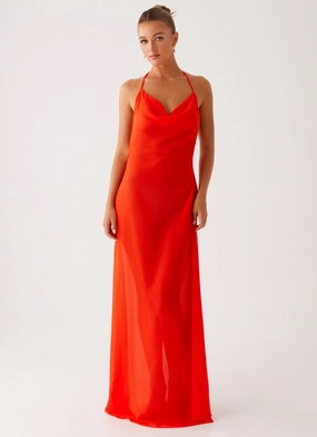 Relaxed work dress Dreamy Presence Fantasy Maxi Dress - Orange