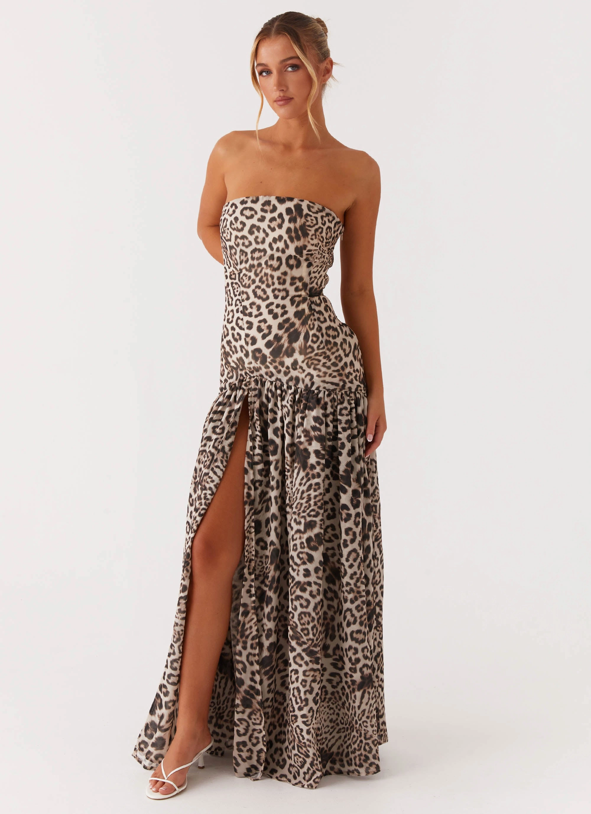 New Spirit Eden Strapless Maxi Dress - Leopard