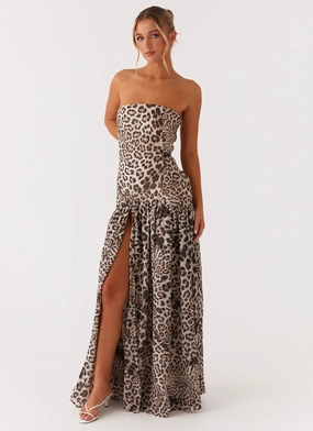 New Spirit Eden Strapless Maxi Dress - Leopard