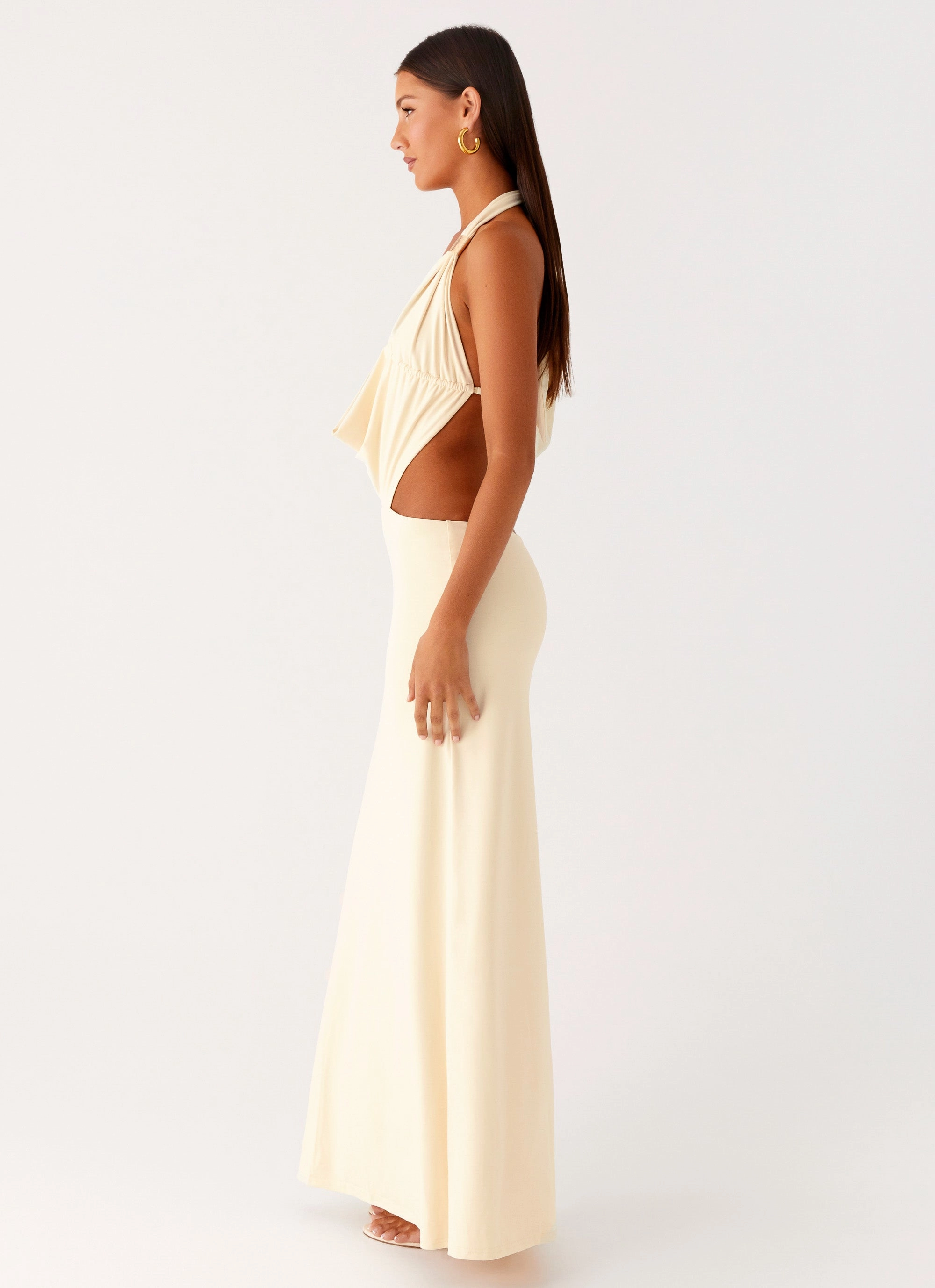 Body Fit All Fit Style Torina Halter Maxi Dress - Lemon