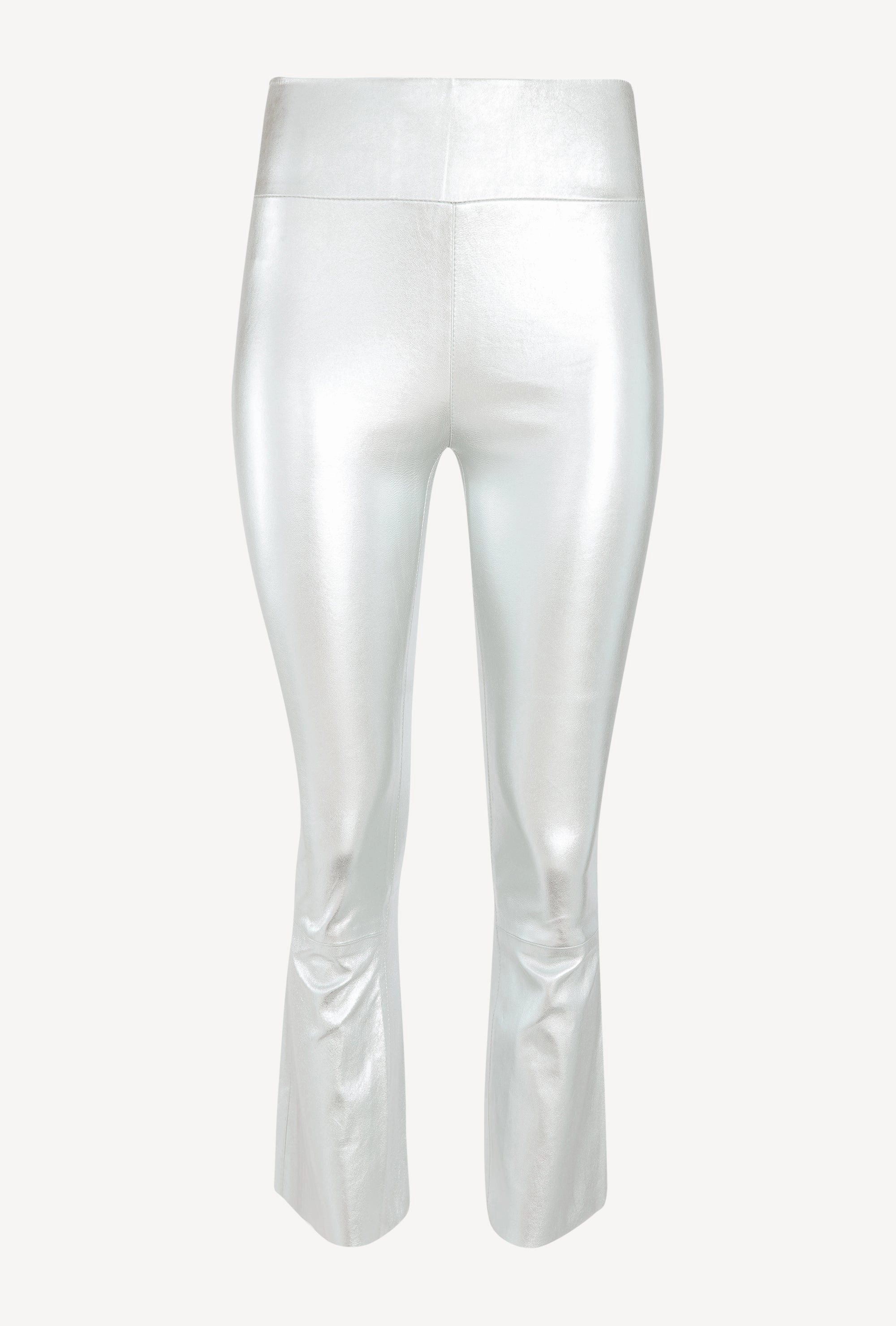Metallic Silver Leather Ankle Flare Fitness Lover School Sports