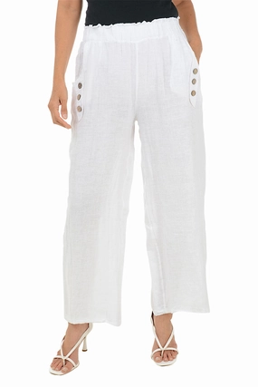 Triple Button Linen Wide Leg Pant Core Basic
