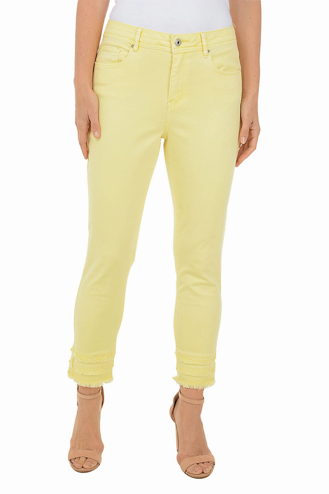 Street Style Soft Structure Triple Frayed Denim Twill Crop Pant