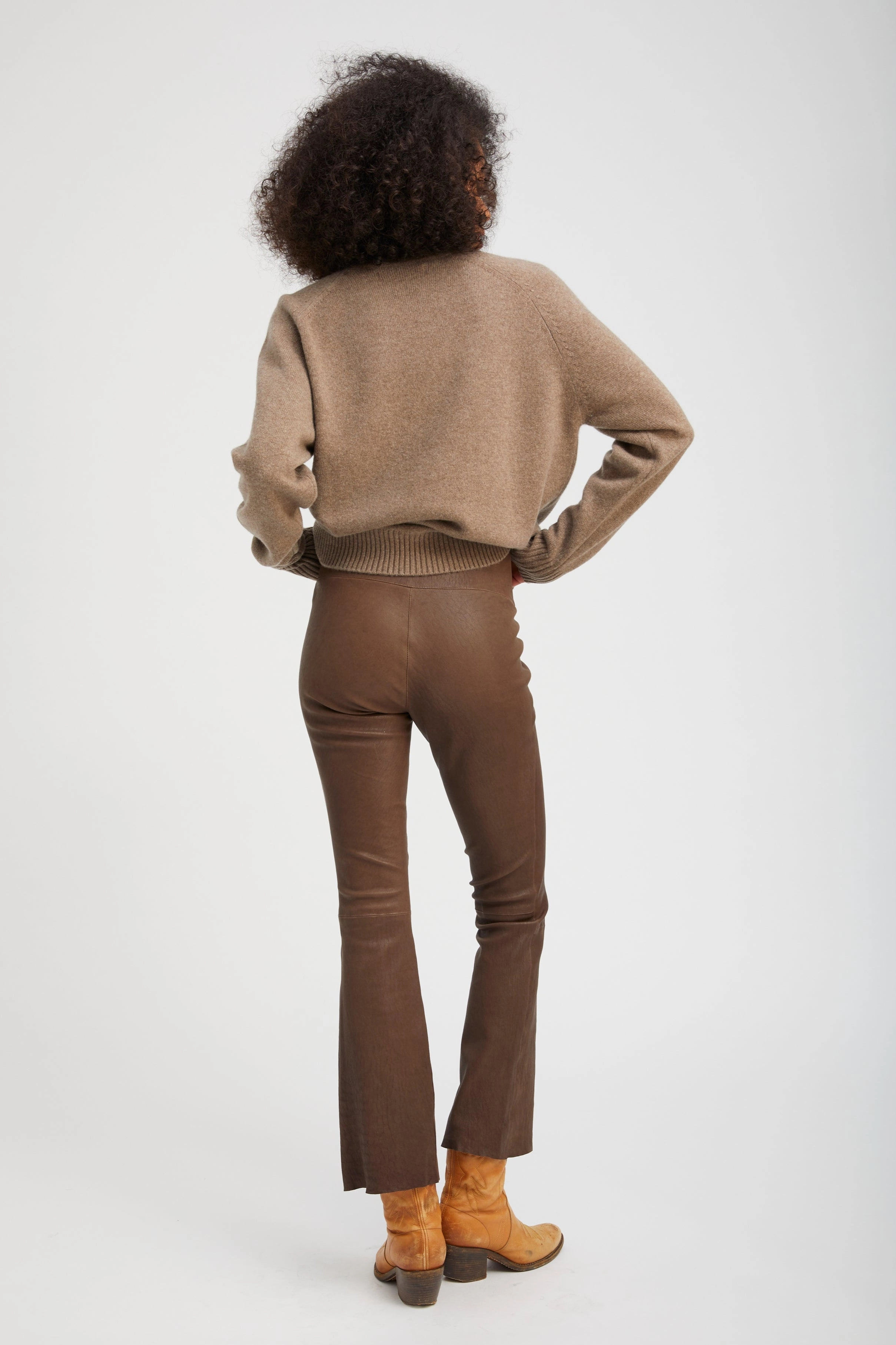 Truffle Leather Ankle Flare Studio Wear Cool Days