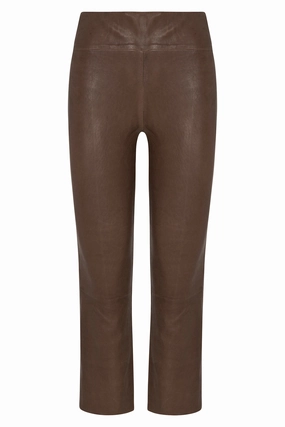 Truffle Leather Crop Flare simple design Secure Pocket Seams