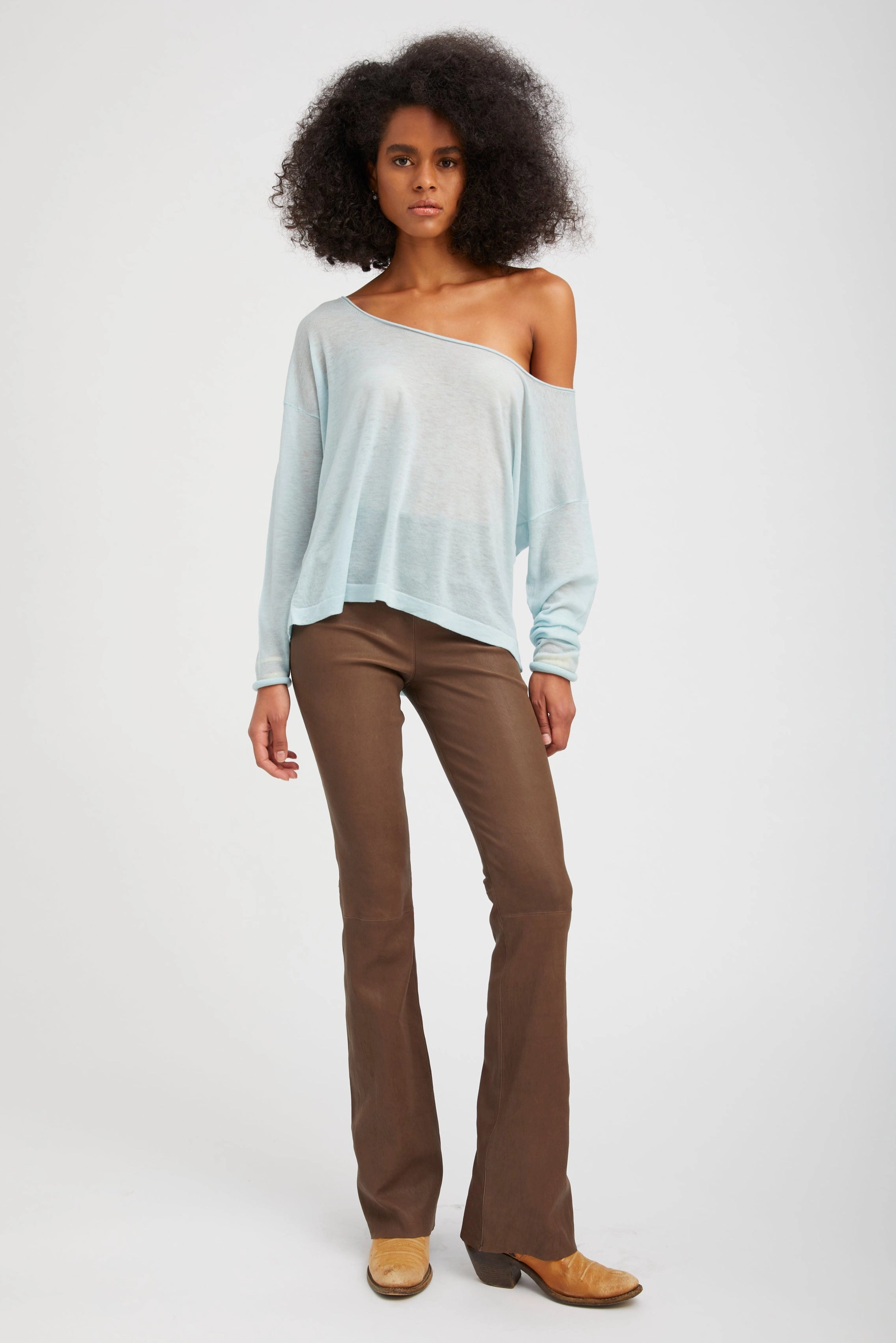 Truffle Leather Micro Flare Sleek Design