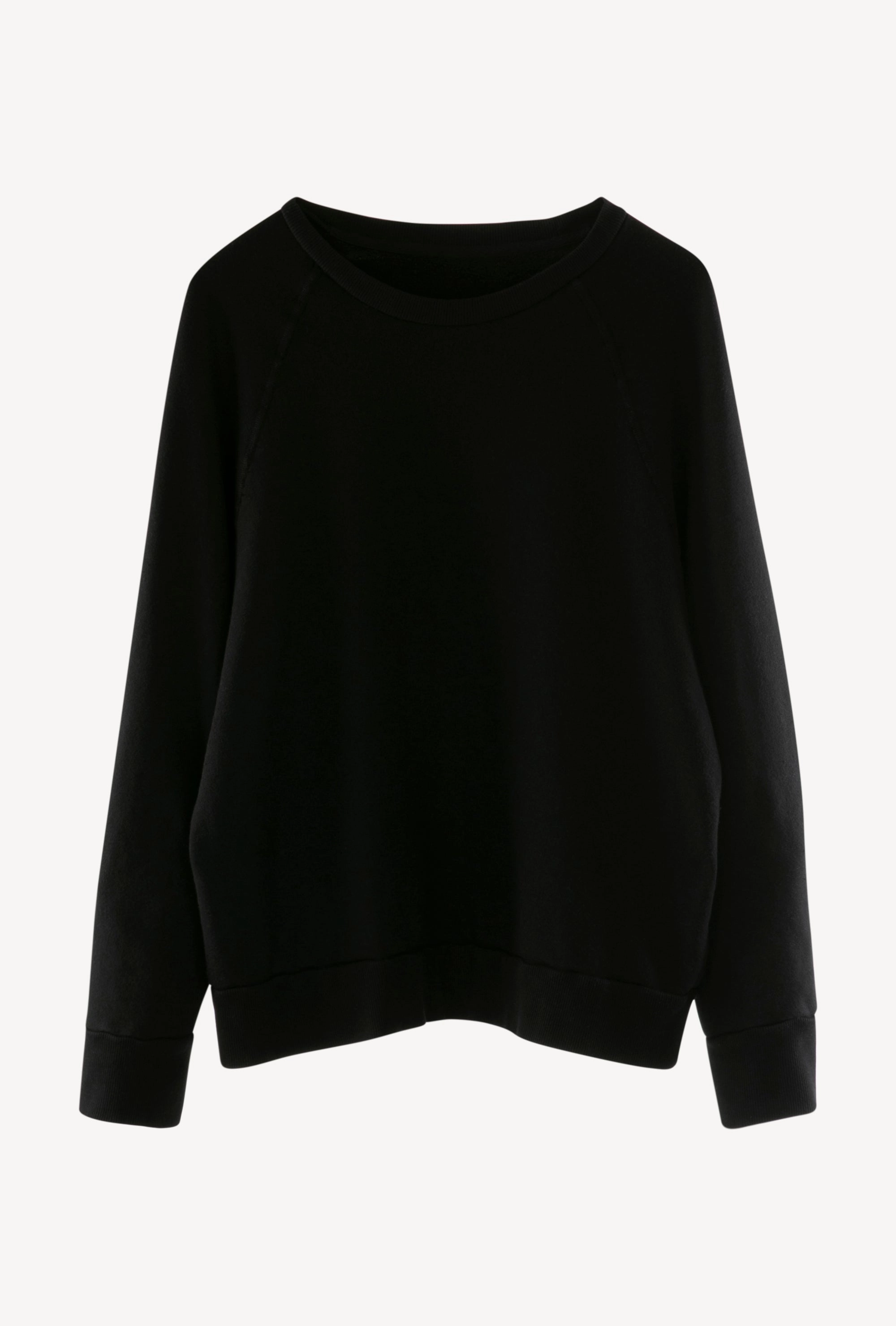 Black Raglan Sweater AntiPill Texture
