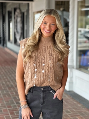 The Harvest Sweater Vest in Mocha NoRoll Hem Technology AntiMicrobialLining