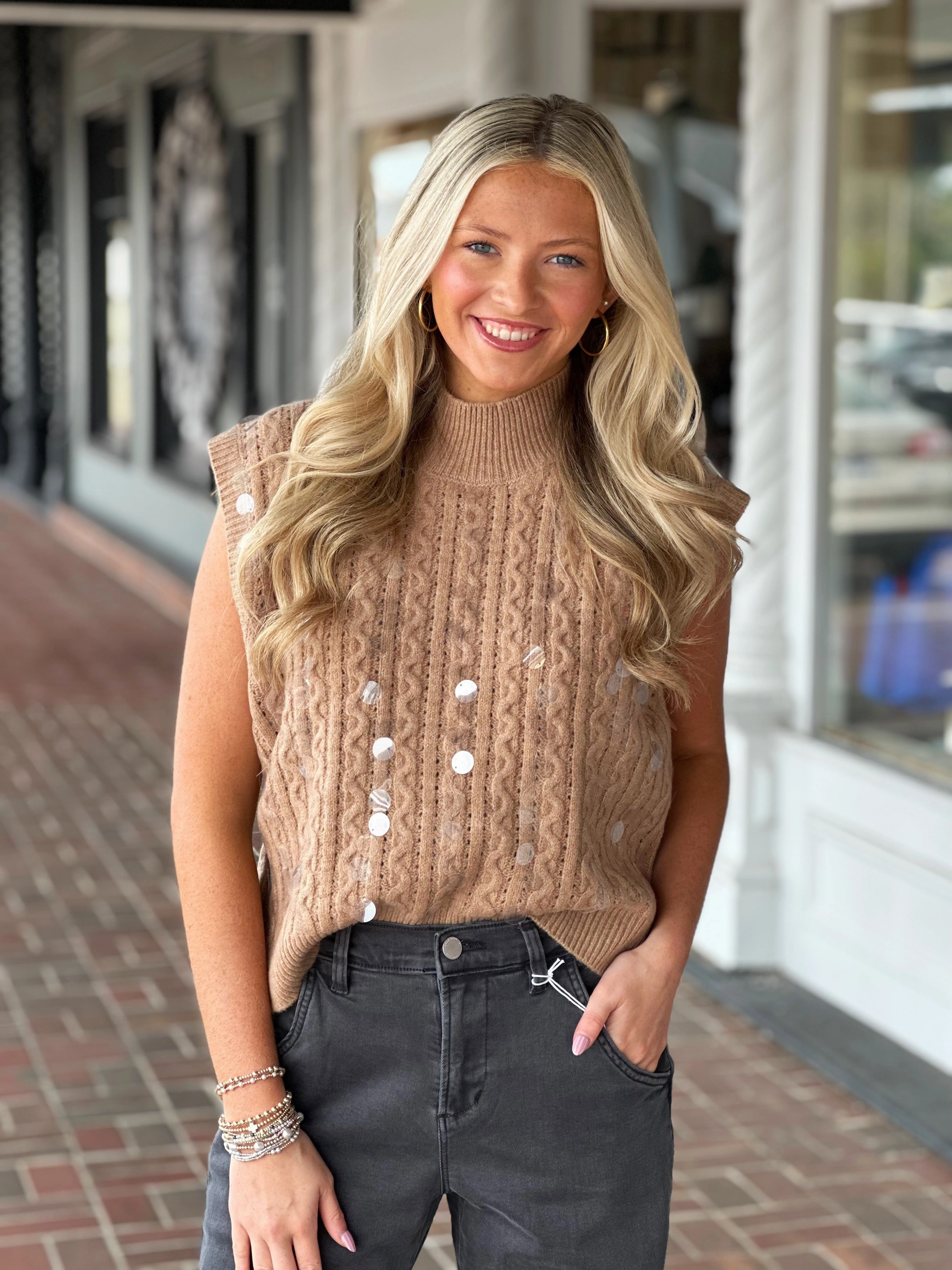 The Harvest Sweater Vest in Mocha NoRoll Hem Technology AntiMicrobialLining