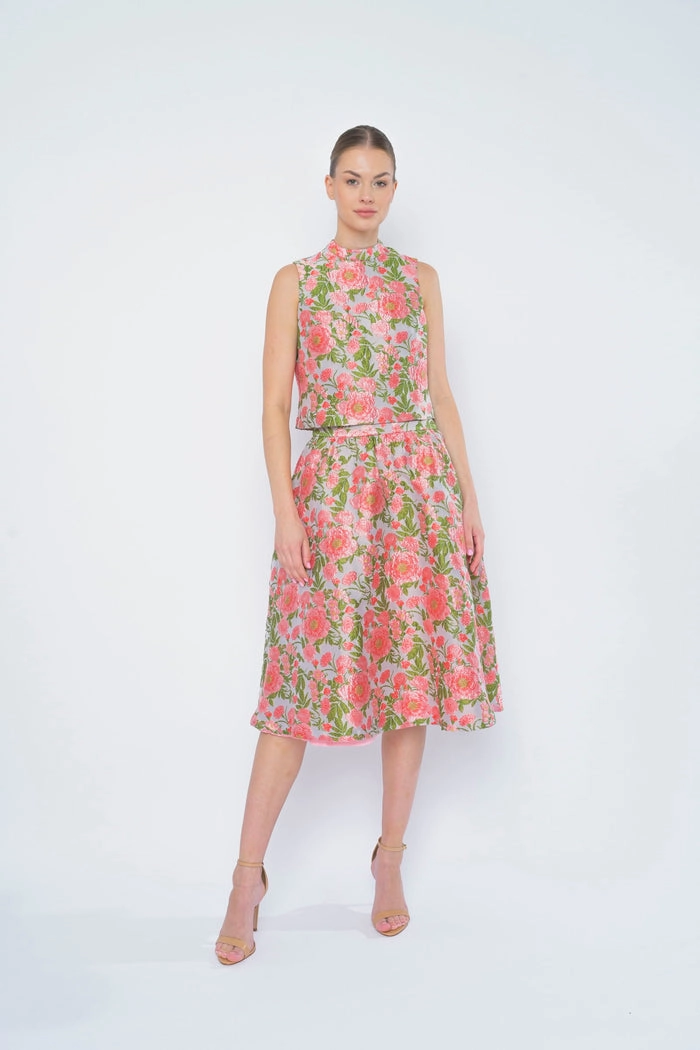 Tulip Skirt in Peach Begonia Embroidered Detail Comfy Wear