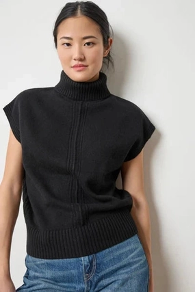 Turtleneck Wedge Sweater Black Breathable Tank Versatile Shirt