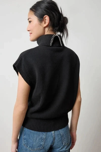 Turtleneck Wedge Sweater Black Flexible Material SecurePockets