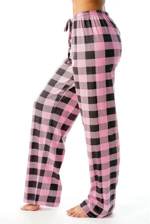 TWGONE Women's Pajamas Pants Casual Loose Comfy Wide Leg Plaid Pants Sleep Bell Bottom Lounge Cute Pajama Pants
