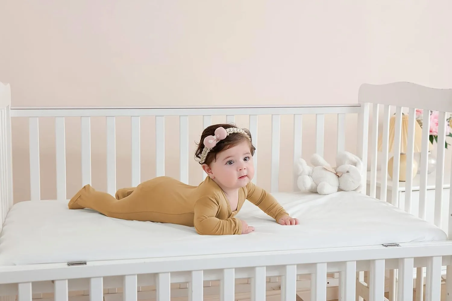 TWINOR Baby Footed Pajamas with Mittens, Soft Bamboo Viscose One-Piece Romper for Newborn Infant 2-Pack