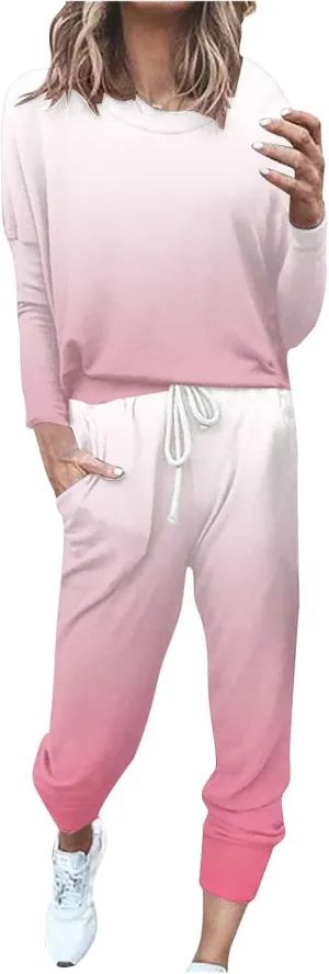 Two Piece Sets for Women Top Pants Sets Long Sleeve Wear Sports Suit Spring Fall Matching Sweatsuit Womens