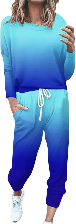 Two Piece Sets for Women Top Pants Sets Long Sleeve Wear Sports Suit Spring Fall Matching Sweatsuit Womens