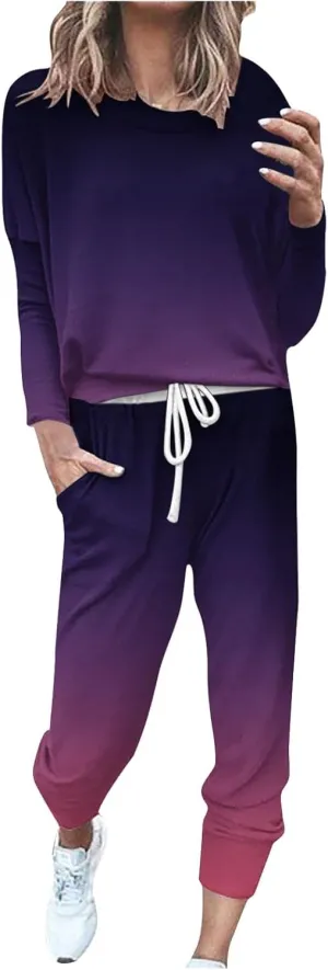 Two Piece Sets for Women Top Pants Sets Long Sleeve Wear Sports Suit Spring Fall Matching Sweatsuit Womens