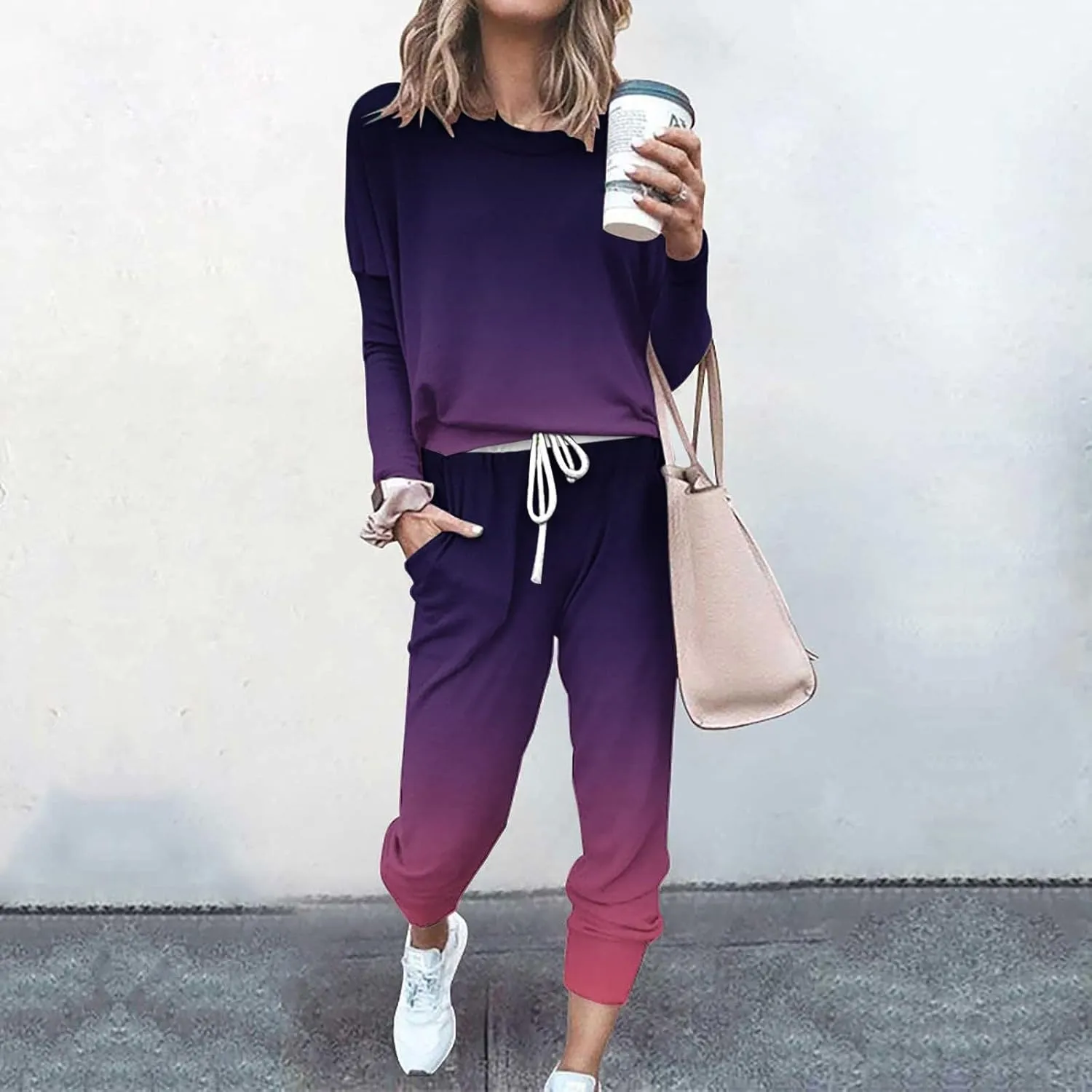 Two Piece Sets for Women Top Pants Sets Long Sleeve Wear Sports Suit Spring Fall Matching Sweatsuit Womens