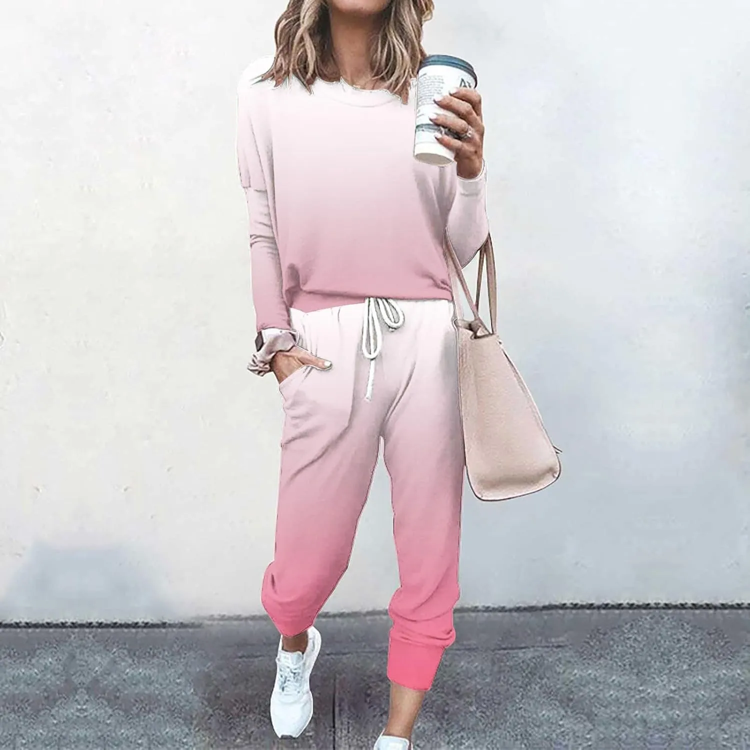 Two Piece Sets for Women Top Pants Sets Long Sleeve Wear Sports Suit Spring Fall Matching Sweatsuit Womens
