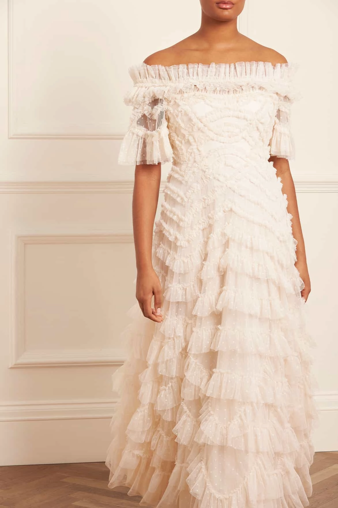Lana Off-Shoulder Gown loose silhouette Flattering Shape
