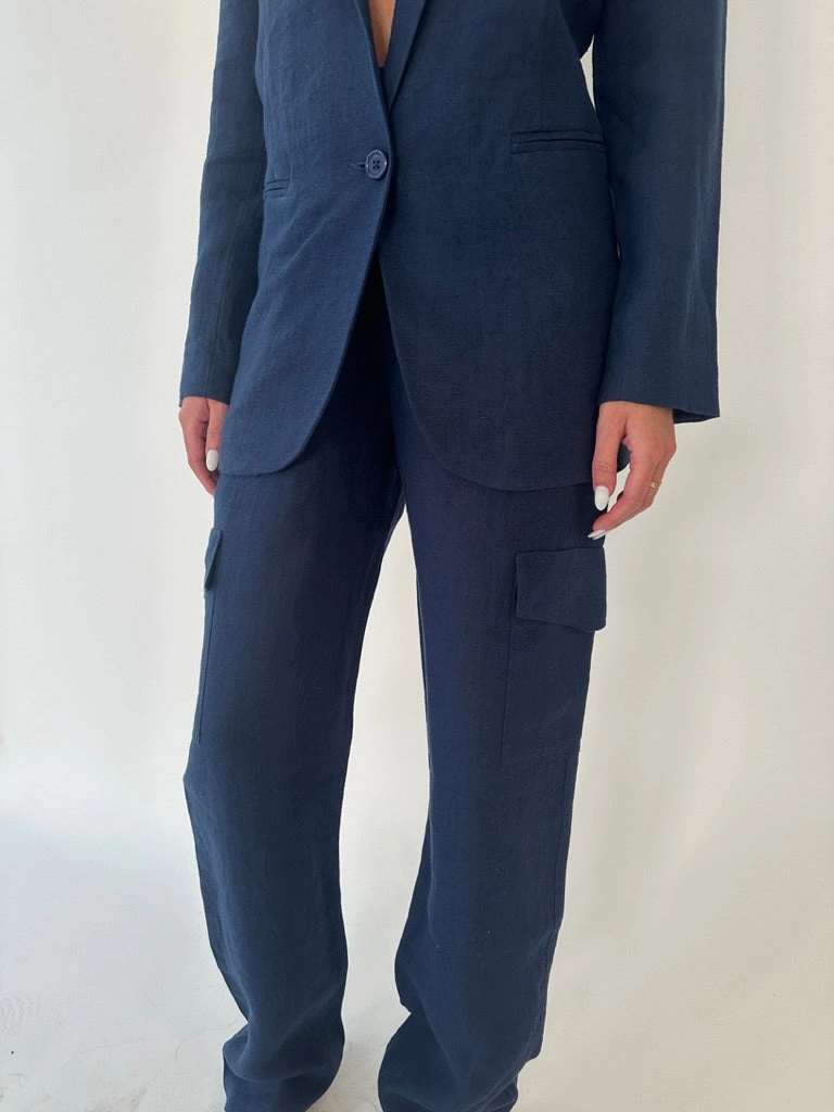 MoistureControlLiner Navy Linen Cargo Pants