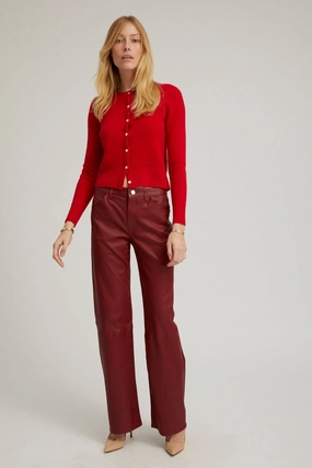 Flexible Ankle Cuffs Full Coverage Cherry Leather Carpenter Pants