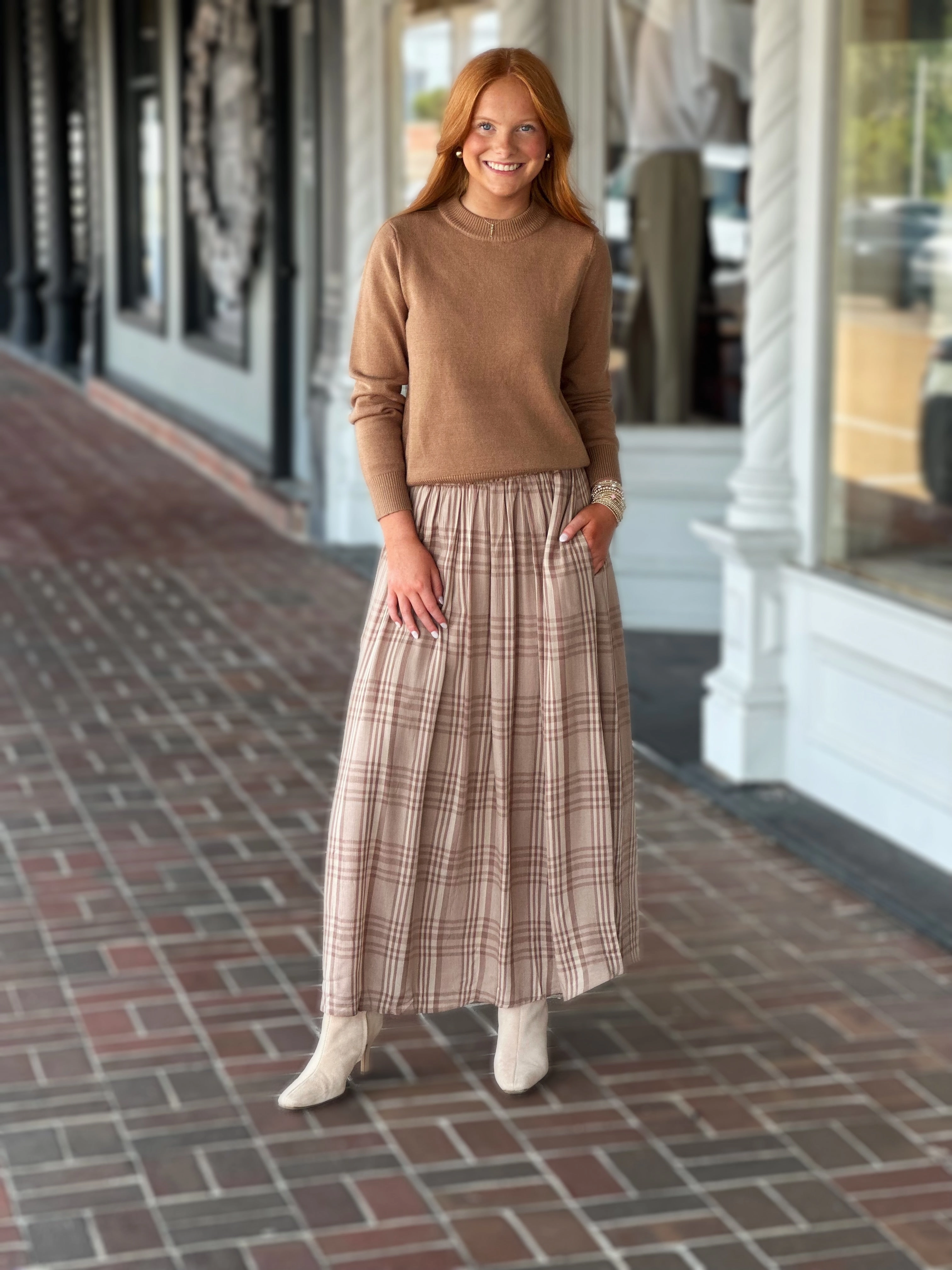 Layered Ply Construction Ultra Soft Classic Box Cut Sweater in Clay